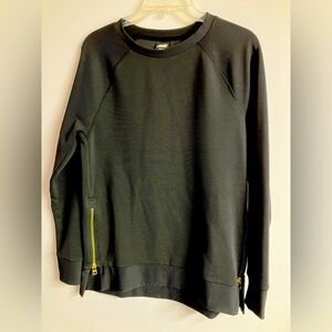 Avia Women’s Pullover Ottoman Tunic Top, XS (0-2), Black/Gold, High Low Hem